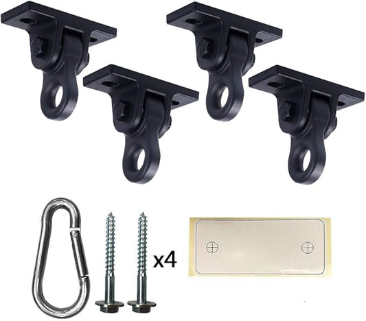 Heavy Duty Black Swing Hangers Screws Bolts Included Over 5000 lb Capacity Playground Porch Yoga Seat Trapeze Wooden Sets Indoor Outdoor (4 Pack)-BubblyBeeBaby
