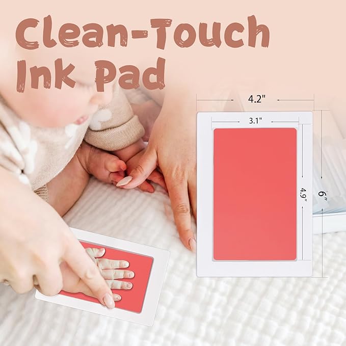 Inkless Baby Hand and Footprint Kit,Clean-Touch Ink Pad Kit,Safe No Mess Printing Infant Hand Foot Stamp,4 Pack Newborn Inkless Print Pads Best Keepsake or Gifts for Family-BubblyBeeBaby