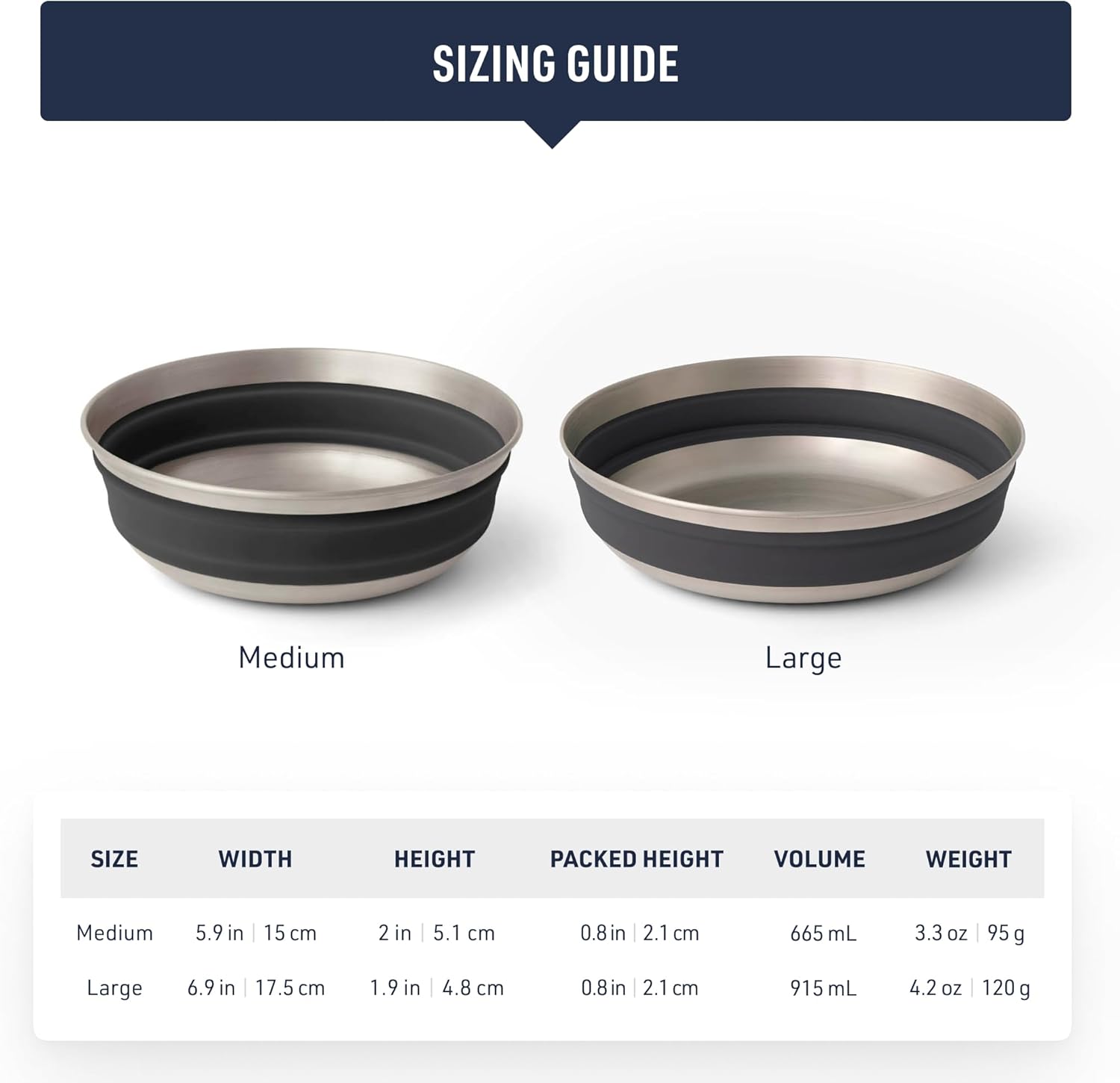 Sea to Summit Detour Stainless Steel Collapsible Bowl, Medium (22 fl oz), Bombay Brown