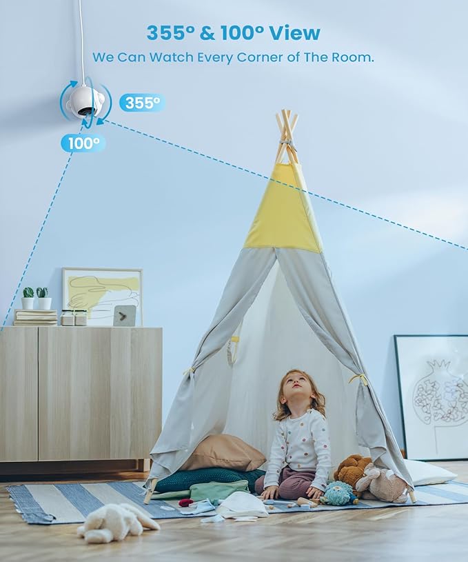 ieGeek 5.5’’ Split-Screen Baby Monitor,2.5K UHD Baby Monitor with 2 Cameras and Audio,Night Light,Prone Sleeping&Cry Detection,Two-Way Talk,Night Vision,2.4G&5Ghz WiFi App Control,4000mAh Battery-BubblyBeeBaby