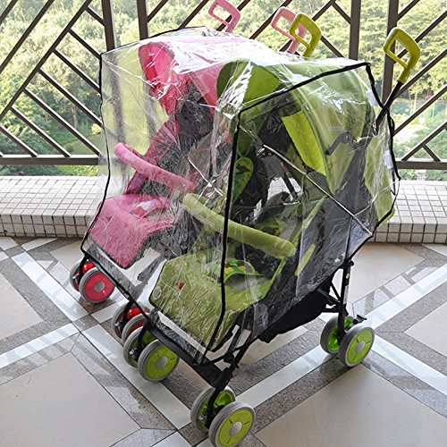 Aligle Twin Stroller Raincoat Universal Size Side by Side Stroller Weather Shield, Baby Rain Cover/Wind Shield-BubblyBeeBaby