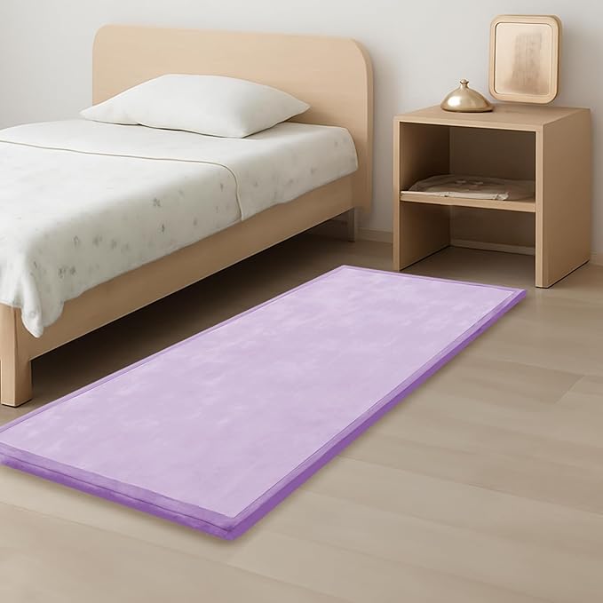 1.3" Thick Baby Play Mat for Floor, 28x72 Foam Tummy Time Mat, Padded Support Soft Plush Bedside Rugs for Infant Kids Toddler Crawling Kick Activity (Lavender)-BubblyBeeBaby