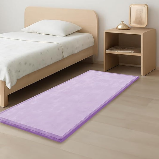 1.3" Thick Baby Play Mat for Floor, 28x72 Foam Tummy Time Mat, Padded Support Soft Plush Bedside Rugs for Infant Kids Toddler Crawling Kick Activity (Lavender)-BubblyBeeBaby