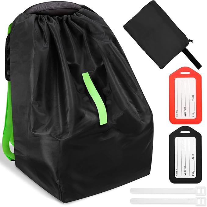Waterproof Car Seat Bags For Airplane Travel, Durable Carseat Cover For Air Travel Car Seat Travel Bag with Shoulder Straps and 2pcs Luggage Tags For Airplane-BubblyBeeBaby