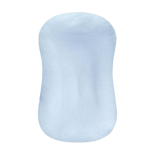 Hooyax Muslin Baby Lounger Cover Soft Organic Cotton Slipcover Fits Newborn Lounger for Baby Boys and Girls (Ice-Snow Blue)-BubblyBeeBaby