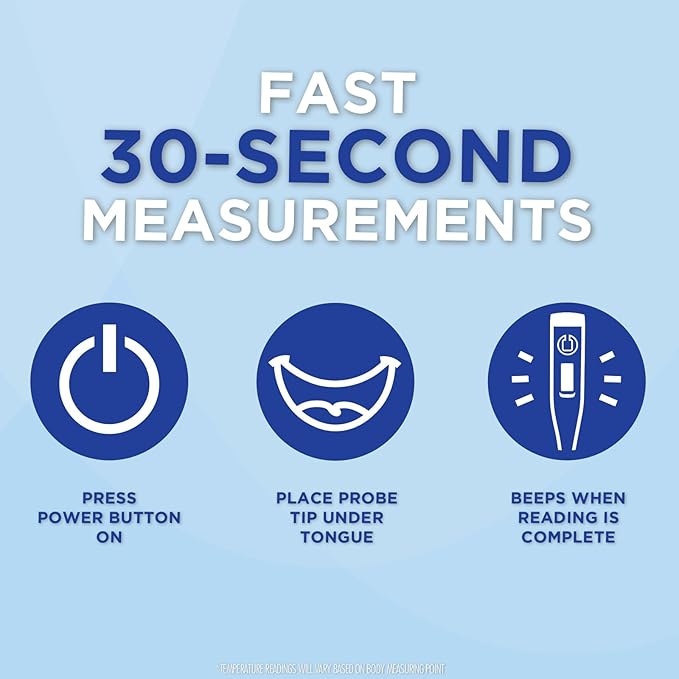 Healthwise Digital Thermometer | 30-Second Readout | Feverline Indicator | Clinical Rigid Tip | Hygienic Water-Resistant Easy Cleaning | Storage Case + Probe Covers Included-BubblyBeeBaby