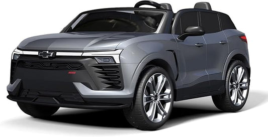 Jojoka Baby Car 24V 2-Seater SUV Licensed Chevrolet Blazer Ride On Toy w/Parent Remote Control,4xSpring Suspension, Wireless Music, Electric Vehicle Car for Kids Ages 3-8,Gray-BubblyBeeBaby