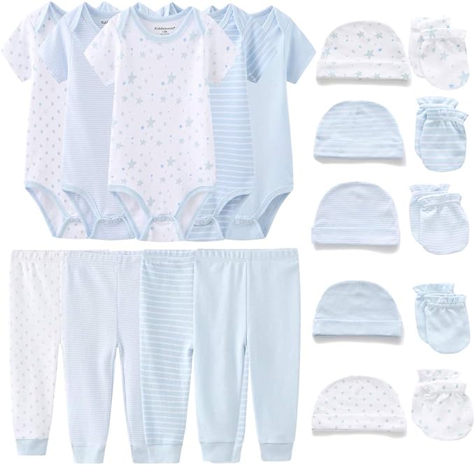 Kiddiezoom Unisex Baby Layette Essentials Giftset Clothing Set 19-Piece For Newborn Baby-BubblyBeeBaby