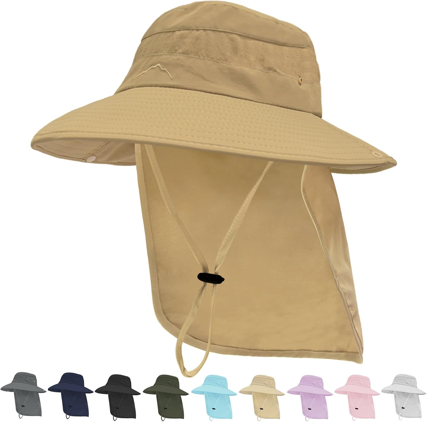 Sun Hats for Men Women, UPF50+ Protection Safari Hat,Wide Brim Fishing Hat with Neck Flap,Bucket Hats for Beach Hiking