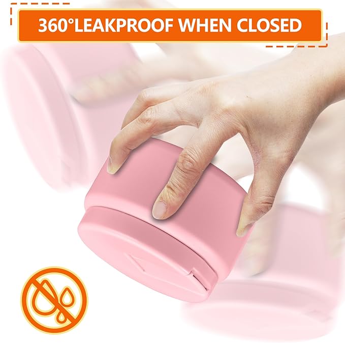 13.5oz Kids Thermos for Hot Food, Insulated Vacuum Food Jar with Buckle Lid, Stainless Steel Wide Mouth Leak Proof Insulated Lunch Container for School Picnic Travel,Pink-BubblyBeeBaby