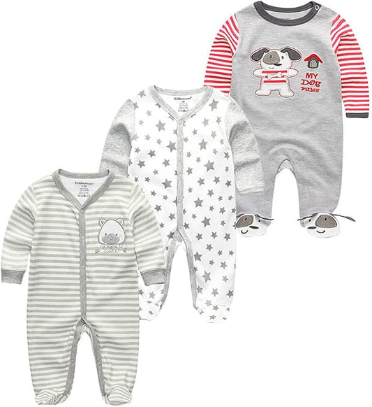 Kiddiezoom Baby and Toddler Boys'Snug Fit Footed One-Piece Romper Jumpsuit Cotton Cotton Footed Outfit-BubblyBeeBaby