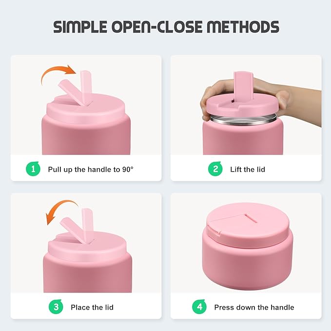 13.5oz Soup Thermo for Hot Food Kids with Buckle Lid Insulated Vacuum Food Jar Wide Mouth Leakproof Stainless Steel Lunch Container- Pink-BubblyBeeBaby