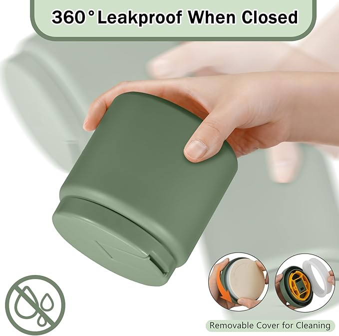 26oz Kids Jar for Hot Food, Insulated Vacuum Food Jar with Buckle Lid, Stainless Steel Wide Mouth Leak Proof Insulated Lunch Container for School Picnic Travel, Green-BubblyBeeBaby