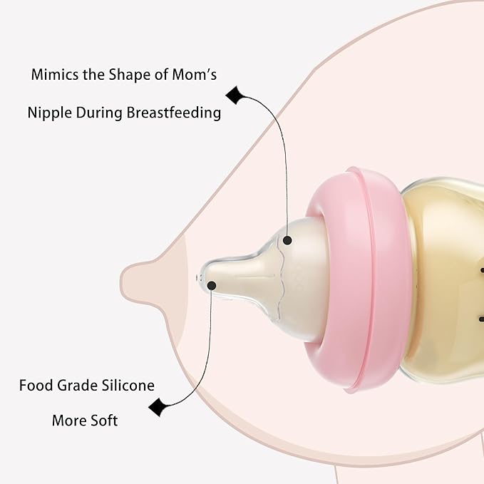 YOHKOH PPSU Baby Bottle Wide Neck, Newborn Anti-Colic Baby Bottle with Natural Response Nipple, Streamlined Body, Easy to Clean (8.8oz (Pack of 4), Red)-BubblyBeeBaby