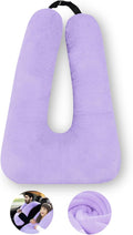 Travel Pillow, Travel Pillow for Kids, Sleeper Hold Pillow Travel, Removable U-Shaped Pillow for Adults and Children to Support Head and Body in The Back Seat of Long Car Trips (Lightpurple)