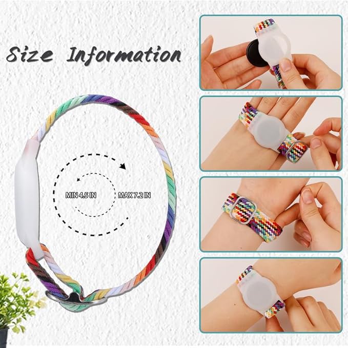 2 Pack Kids Bracelet Compatible with AirTag, GPS Kid Tracker Holder Braided Wristband for Apple Air Tag, 2022 Upgraded Nylon Adjustable Anti Lost Airtag Watch Band for Kids Children Elders-BubblyBeeBaby