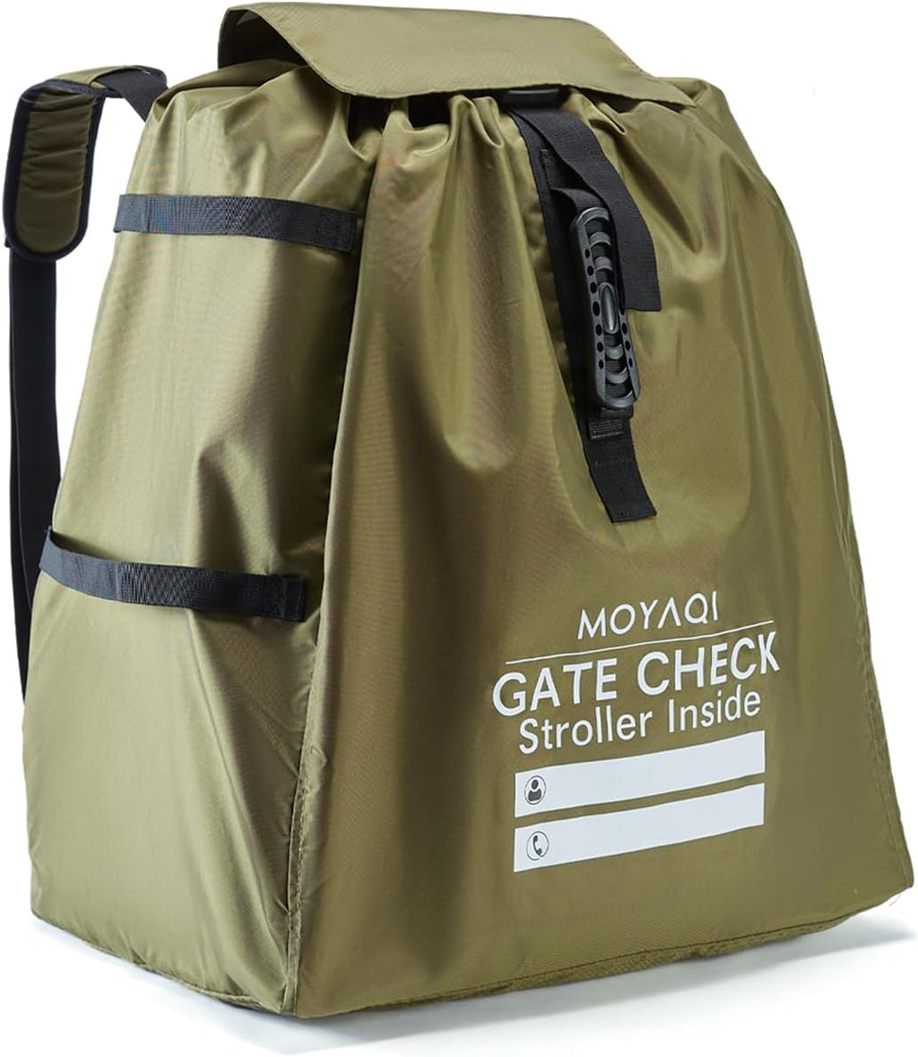 MOYAQI Stroller Travel Bag for Airplane, Gate Check Bag Backpack with Durable Nylon,Adjustable Carry Straps,Infant Carriers & Booster Seats (Olive Green)