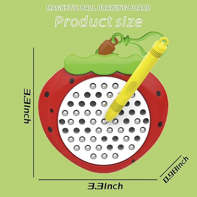 1PCS Strawberry Magnetic Drawing Board for Kids & Toddlers with Beads and Magnet Stylus Pen - Magnetic Travel Toy for Airplane & Car Ride Activities for Kids-BubblyBeeBaby
