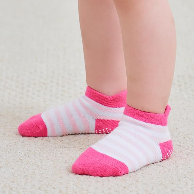 Zaples Baby Non Slip Grip Ankle Socks with Non Skid Soles for Infants Toddlers Kids Boys Girls-BubblyBeeBaby