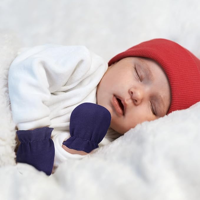 Newborn Baby Mittens No Scratch Cotton Elastic Wrist Gloves Infant Toddler Mittens for Baby Boy Girl 0-6 Months-BubblyBeeBaby