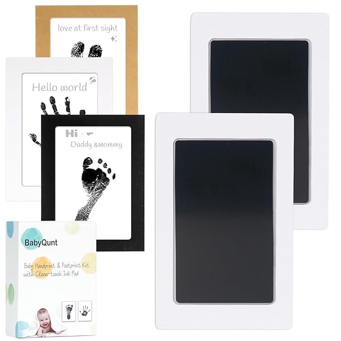 Inkless Baby Hand and Footprint Kit,Clean-Touch Ink Pad Kit,Safe No Mess Printing Infant Hand Foot Stamp,2 Pack Newborn Inkless Print Pads Best Keepsake or Gifts for Family-BubblyBeeBaby