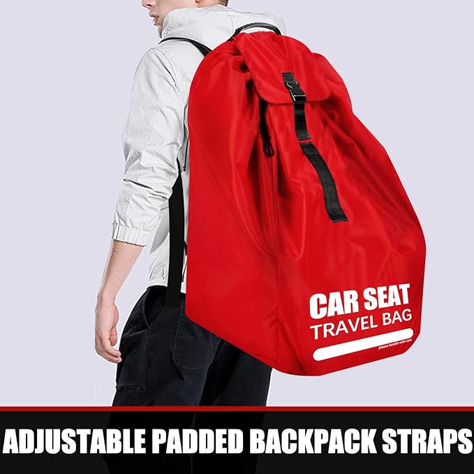 Car Seat Travel Bag for Airplane, Large Car Seat Bags for Air Travel with Comfort Padded Straps, Gate Check Storage Bag/Backpack for Carseat Airport, Carseat Cover Travel - Baby Travel Essential-BubblyBeeBaby