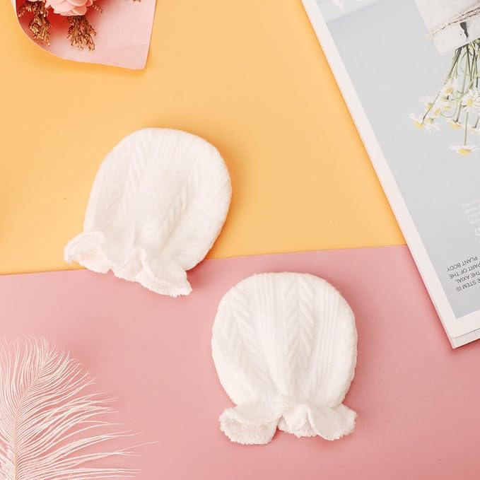 BQUBO Newborn Infant Toddler Mittens No Scratch Cotton Elastic Wrist Gloves Hypoallergenic for 0-6 Months Baby Boys Girls-BubblyBeeBaby