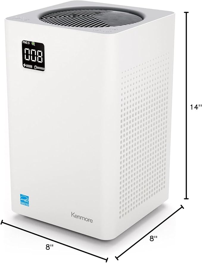 Kenmore PM2010 Air Purifiers with H13 True HEPA Filter, Covers Up to 1200 Sq.Foot, 24db SilentClean 3-Stage HEPA Filtration System, 5 Speeds for Home Large Room, Kitchens & Bedroom, PM2010-BubblyBeeBaby
