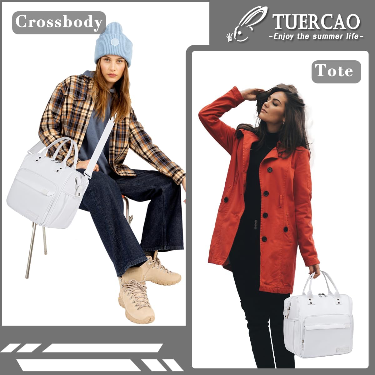TuErCao White Lunch Bag Fits Bento Boxes, Snack and Foods, Cooler Bags Insulated Lunch Box for Women for Work