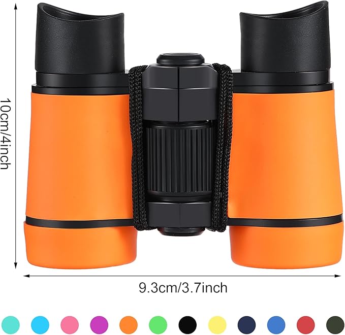 12 Pcs Kids Binoculars - Shock Proof, Folding, Small Telescope for Age 3-12 Boys & Girls - Educational Learning Binoculars for Hunting, Bird Watching, Camping & Outdoor-BubblyBeeBaby