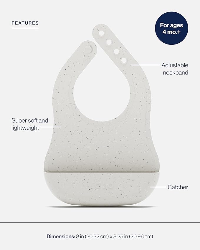 Lalo The Bib - Waterproof, Non-Toxic Silicone Baby Bib with Adjustable Neck Band & Silicone Food Pouch Catcher, Set of 2-BubblyBeeBaby