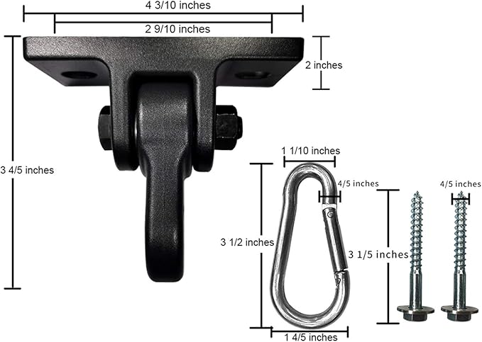 Heavy Duty Black Swing Hangers Screws Bolts Included Over 5000 lb Capacity Playground Porch Yoga Seat Trapeze Wooden Sets Indoor Outdoor 2 Pack-BubblyBeeBaby
