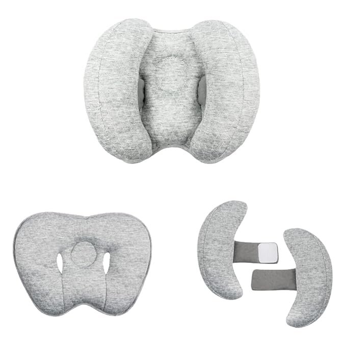 2 in 1 Baby Support Pillow, Adjustable Banana Shape Baby Neck Head Travel Pillow Stroller Insert Cushion for Kids, Toddler, Gray-BubblyBeeBaby