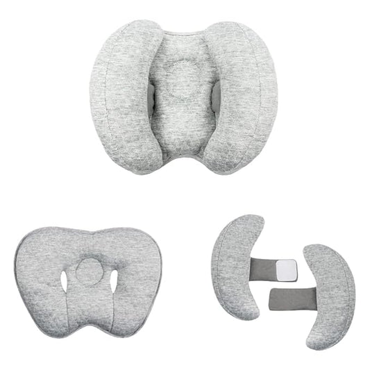 2 in 1 Baby Support Pillow, Adjustable Banana Shape Baby Neck Head Travel Pillow Stroller Insert Cushion for Kids, Toddler, Gray-BubblyBeeBaby