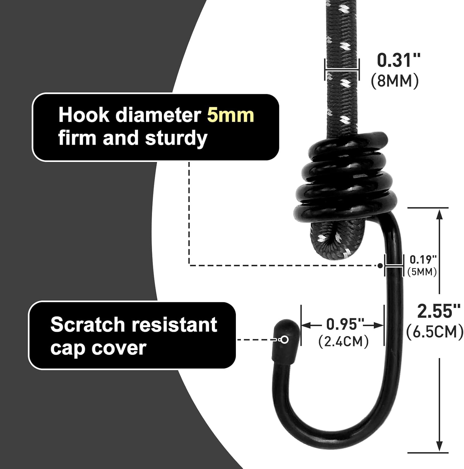 Bungee Cord Luggage Cord Resilience 32 Inch 4 Pieces for SecuringTents, Tarps, Luggage ，Truck, ATV Off-Road Motorcycle Bicycle Riding,Multi-Scenario Applicable (Black)