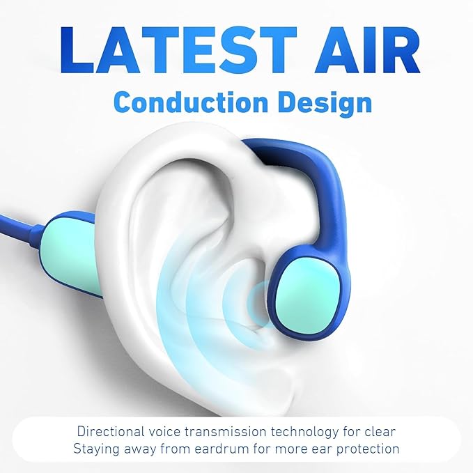 2 Pack Kids Headphones, Bluetooth 5.2 Air Conduction Open Ear Headphones, 85dB Volume Limiting, Stereo Sound with Mic, IPX5 Waterproof, 20H Playtime-Blue Purple-BubblyBeeBaby