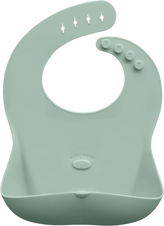 Abiie Ruby Wrapp Silicone Bibs for Babies with Front Pocket - Waterproof Bib - Stain Resistant - Silicone Toddler Bibs-BubblyBeeBaby
