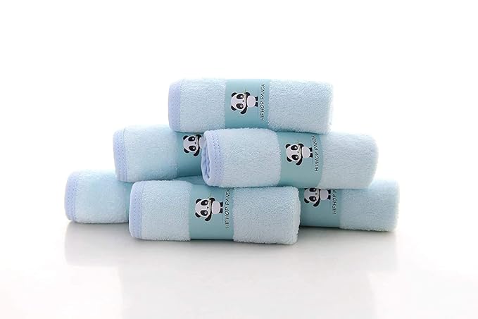 HIPHOP PANDA Baby Washcloths, Rayon Made from Bamboo - 2 Layer Ultra Soft Absorbent Newborn Bath Face Towel - Reusable Baby Wipes for Delicate Skin - Blue, 30 Pack-BubblyBeeBaby