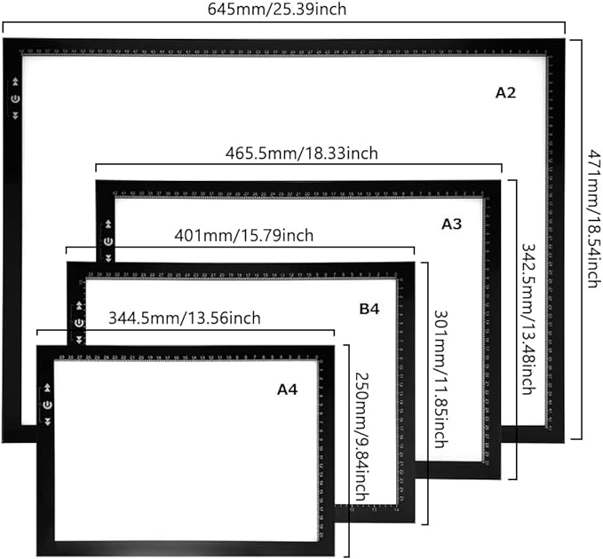 HSK A3 Artist tracing Light Box Copy Table, 12V1A Adapter Power Dimmerable 6000 Lux Lock Button Artcraft Light Pad for Tatto Drawing, Sketching, Animation,Diamond Painting-BubblyBeeBaby