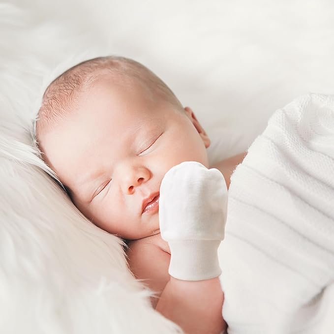 Newborn Baby Mittens No Scratch Cotton Elastic Wrist Gloves Infant Toddler Mittens for Baby Boy Girl 0-6 Months-BubblyBeeBaby