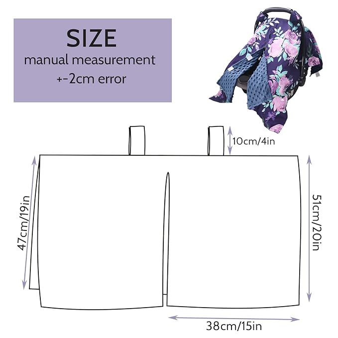 TANOFAR Car Seat Cover Baby, Carseat Covers Baby Boy Girl, Peekaboo Opening Infant Car Seat Cover for Winter, Warm & Cozy, Purple Floral-BubblyBeeBaby