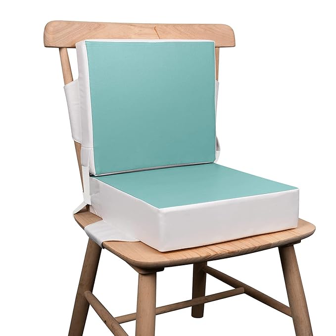Kalawen Toddler Booster Seat for Dining Table, Upgraded 2Pcs PU Washable Straps Safety Buckle Kids Booster Seat for Table, Portable Travel Increasing Cushion for Chair-BubblyBeeBaby