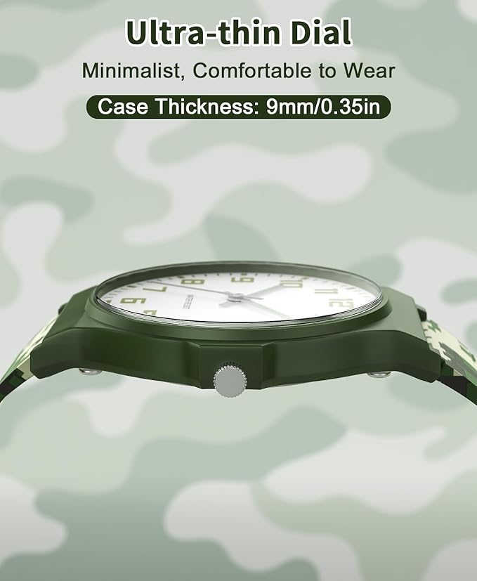 Kids Analog Watch Boys Girls, 30M Waterproof, Sports Watch for Boys, Easy to Read Children's Thin Dial Wrist Watches with Soft Band, for Ages 5-15 Kids Great Birthday Gifts Christmas Day-BubblyBeeBaby