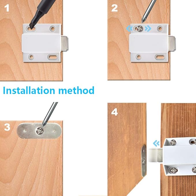 10 Pack Magnetic Push Latch Catch Push to Open Latch Pressure Touch Release Cabinet Catch for Doors Drawers Release Latch Kitchen Drawer Push Catch Pop Out Latch (White)-BubblyBeeBaby