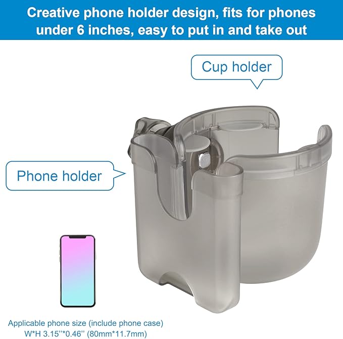 Accmor Stroller Cup Holder with Phone Holder, Bike Cup Holder, Universal Cup Holder for Uppababy Nuna Doona Strollers, 2-in-1 Cup Phone Holder for Stroller, Bike, Wheelchair, Walker, Scooter-BubblyBeeBaby