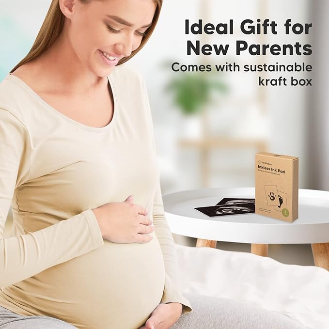 1-Pack Inkless Baby Hand and Footprint Kit - Mess Free Ink Pad for Newborn Keepsake, Dog Nose & Paw Print Kit, Clean Touch Ink Pad for Baby Hand & Footprints, Ideal New Mom Gifts (Jet Black)-BubblyBeeBaby