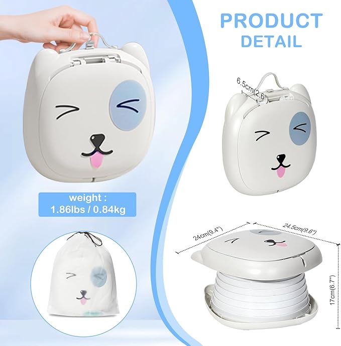 2025 Upgraded Portable Potty Training, Travel Potty for Toddler, portable toilet for kids Foldable, Apply to Seat Emergency Toilet for Camping, Outdoor,Car, Indoor(white Gray)-BubblyBeeBaby