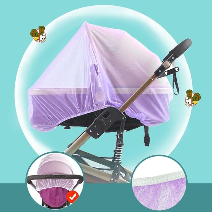 Durable Baby Mosquito Net (2 Pack) - Perfect Bug Net for Strollers, Bassinets, Cradles, Playards, Pack N Plays and Portable Mini Crib (Purple)-BubblyBeeBaby