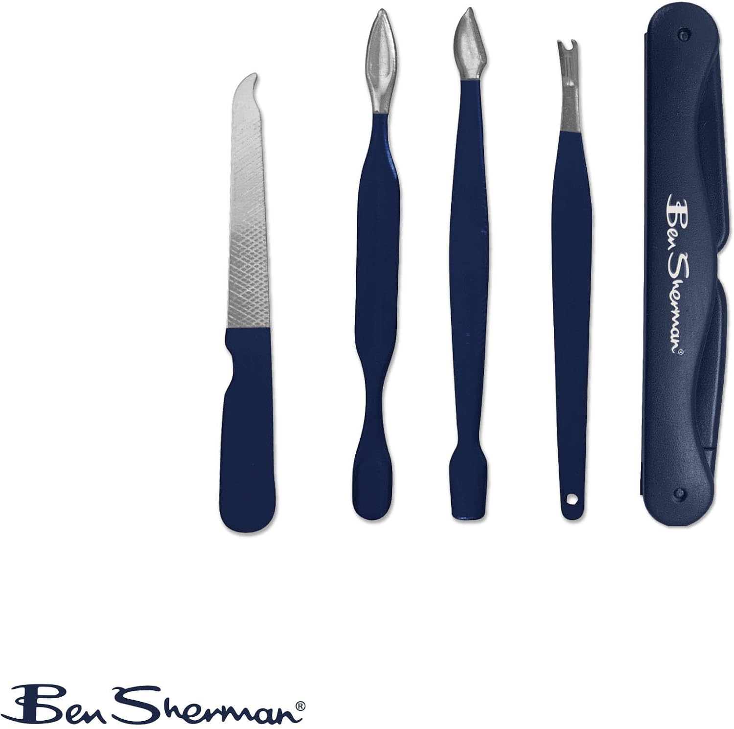 Ben Sherman Nail Clipper Set for Men, 10 Pcs Deluxe Grooming Kit for Men - Includes Nail Clippers, Nose Hair Trimmer, Tooth Brush, Scissors and More. Men's Grooming Kit