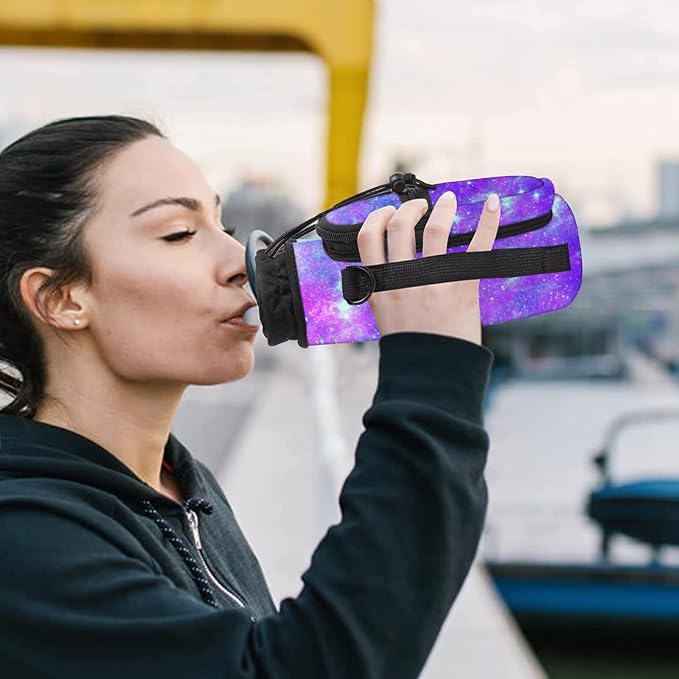 25/32/40/64oz Water Bottle Bag Holder Carrier-Insulated Crossbody Sling Case Sleeve with Strap & Pockets for Men Women Gym Cycling Travel Walking Hiking Camping-BubblyBeeBaby